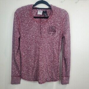 Harley-Davidson womens tee t-shirt top Long Sleeve graphic print red hood medium